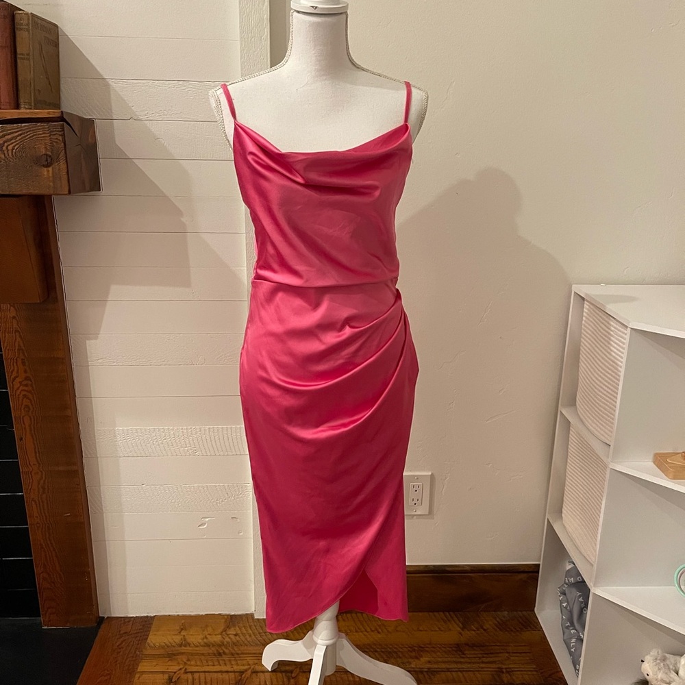 Elegant Pink Satin Slip Dress